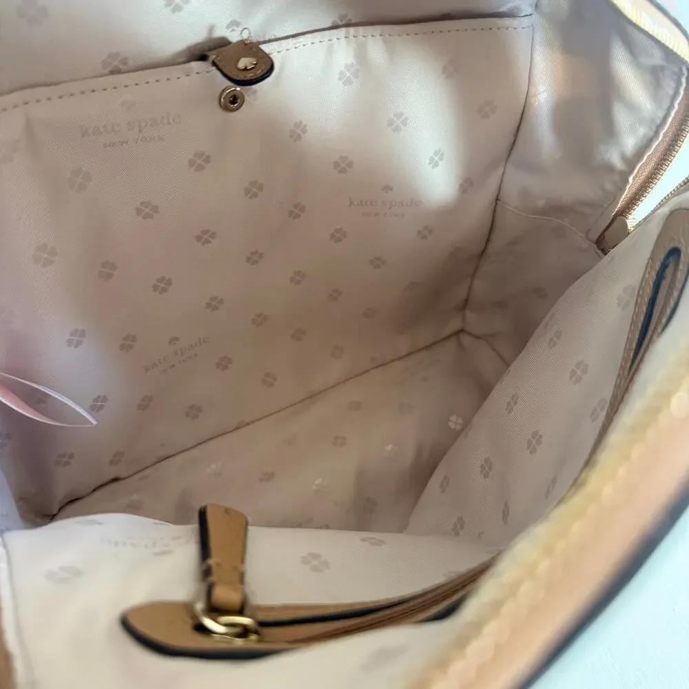 Kate Spade Sylvia Medium Backpack Blush Beige Leather Top Handle Bag